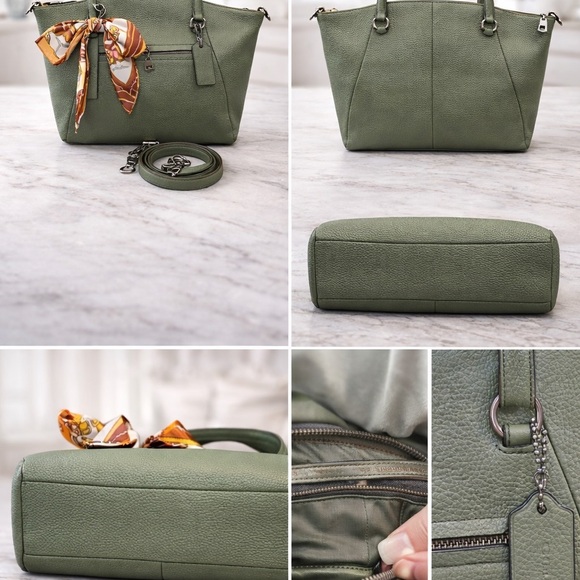 Coach Elegant Green Pebbled Leather Two Way Satchel. - Picture 4 of 4